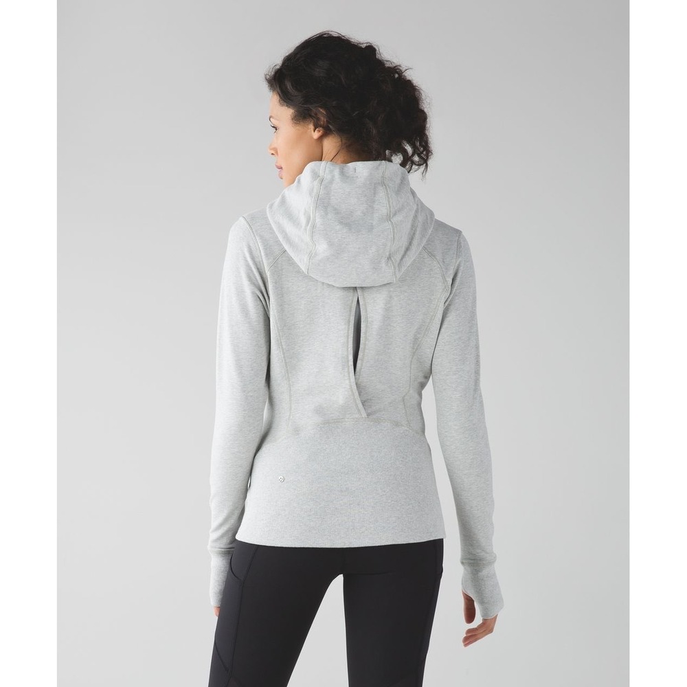 Lululemon‎ Heathered Grey Full Zip Hoodie Jacket Thumbholes Size 4